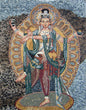 Handmade Hindu Goddess Mosaic Mural: Stone & Marble Wall Art