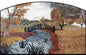 Handmade Marble Mosaic Tile: Autumn Bridge Scene Wall Art (62” x 40")
