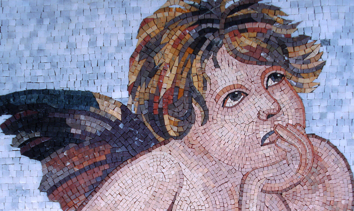Sistine Madonna Cherubs: Handmade Marble Mosaic Art Tile Backsplash