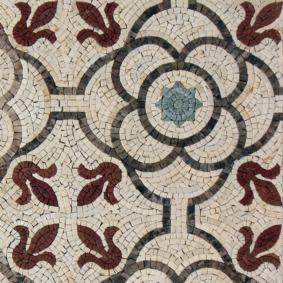 24x24" Handmade Geometric Floral Marble Mosaic Tile – Customization available