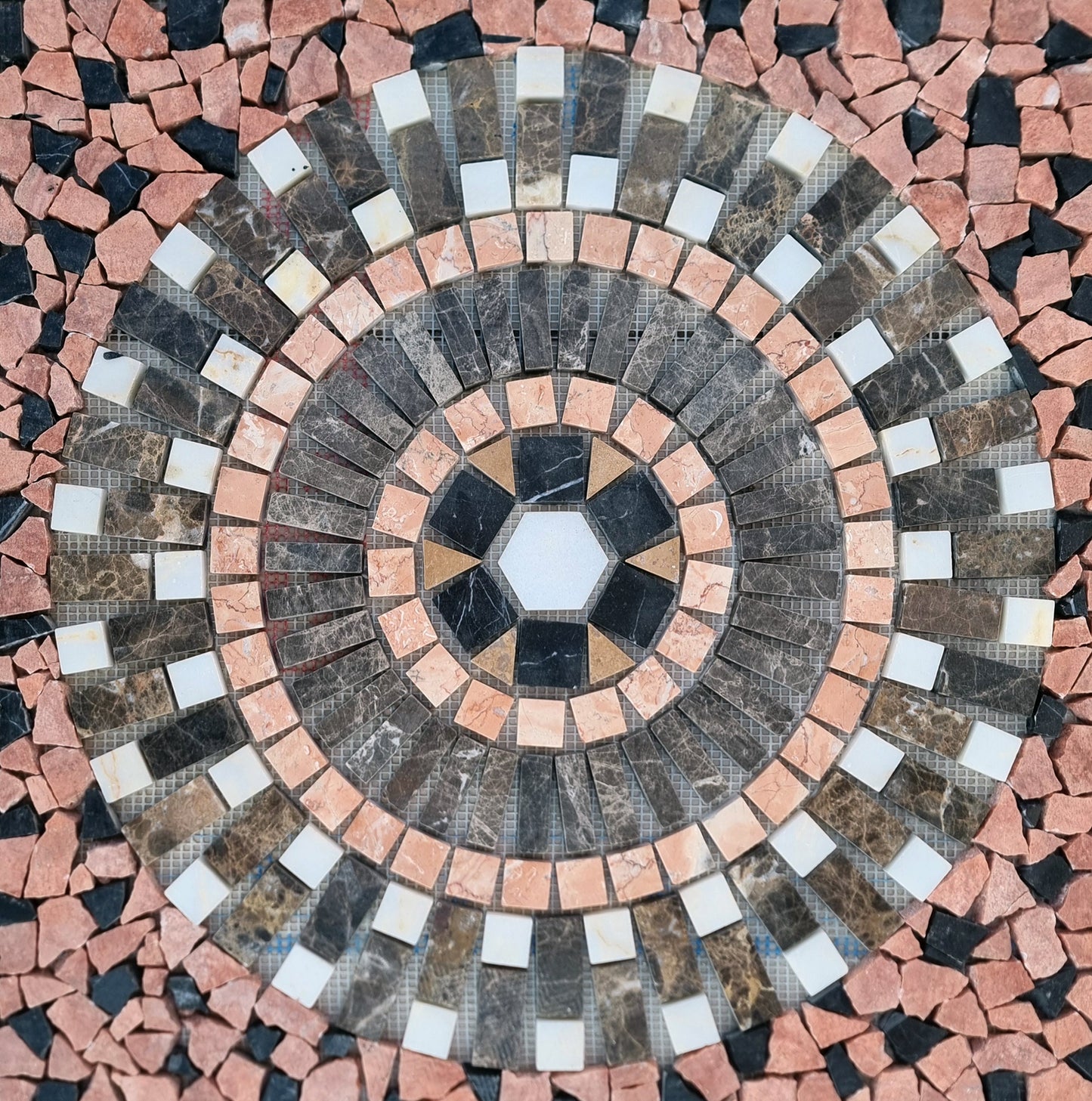 Handmade Natural Stone Mosaic Tile: Tropical Art Decor (24” x 24")