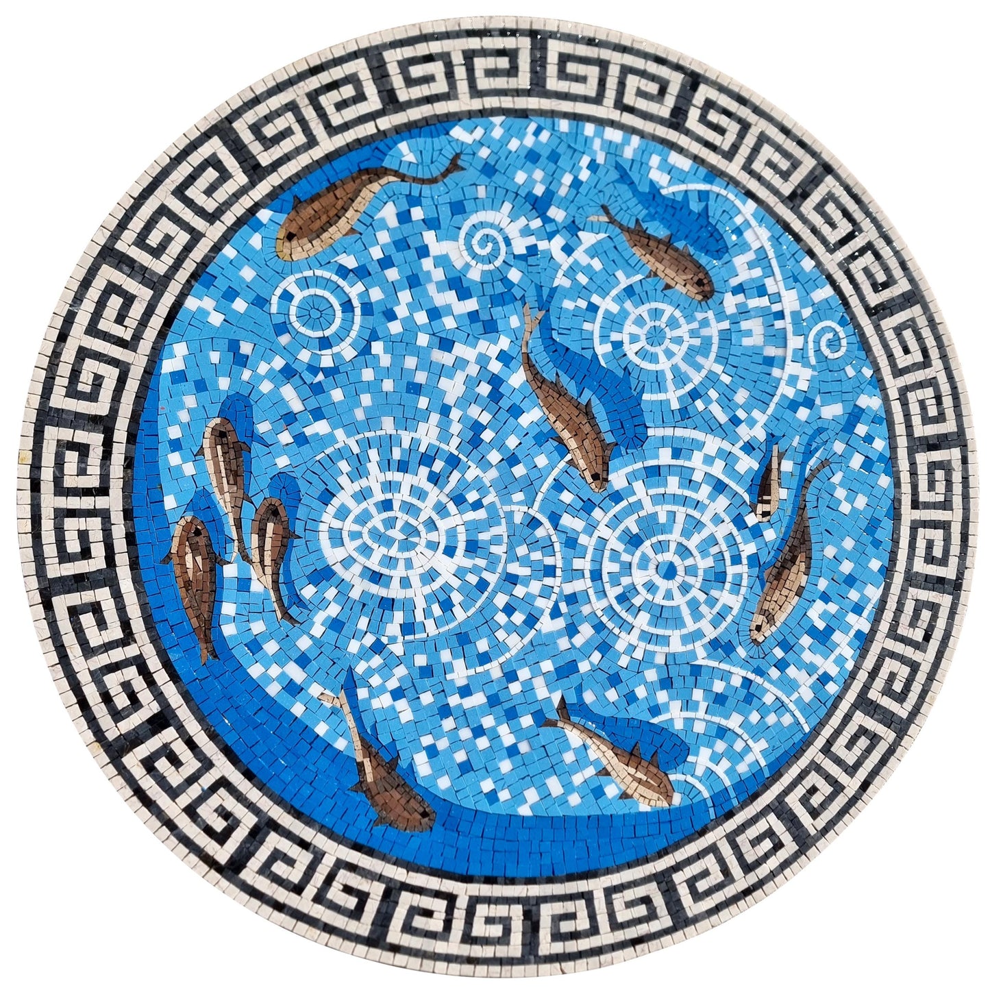 Handmade Fish Mosaic Tile: Kitchen Backsplash, Pool Art (36")