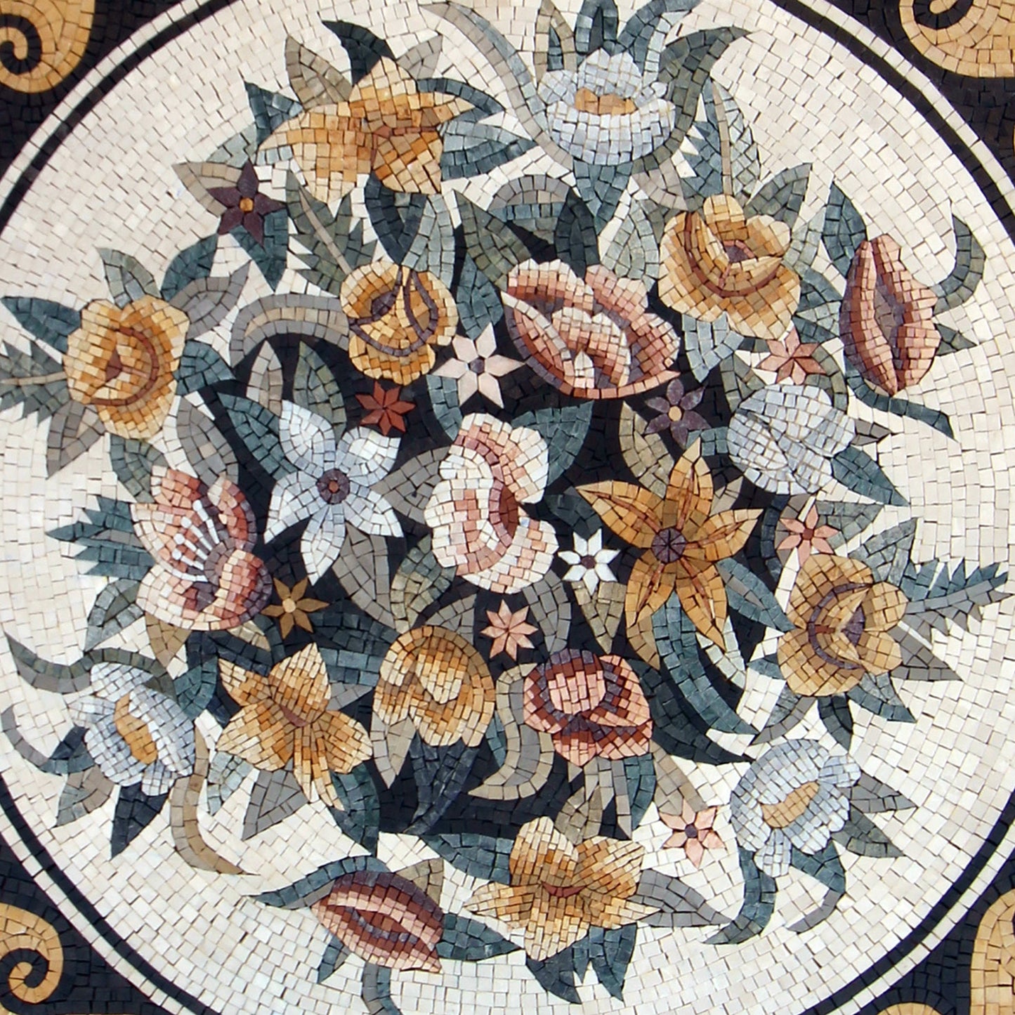 40" Handmade Floral Medallion Marble Mosaic – Customization available