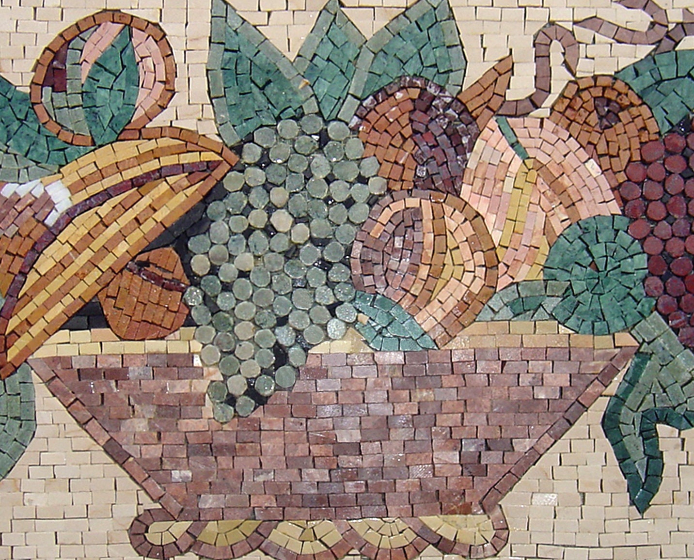 STILLIFE MOSAIC Tiles| Overflowing Fruit In Basket Mosaic Backsplash For Kitchen Wall Décor | Fruits Backsplash For Table Top