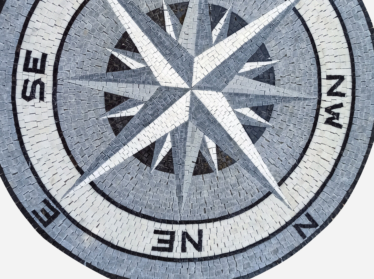 Handmade Marble Compass Mosaic Tile: Nautical Home Decor Medallion
