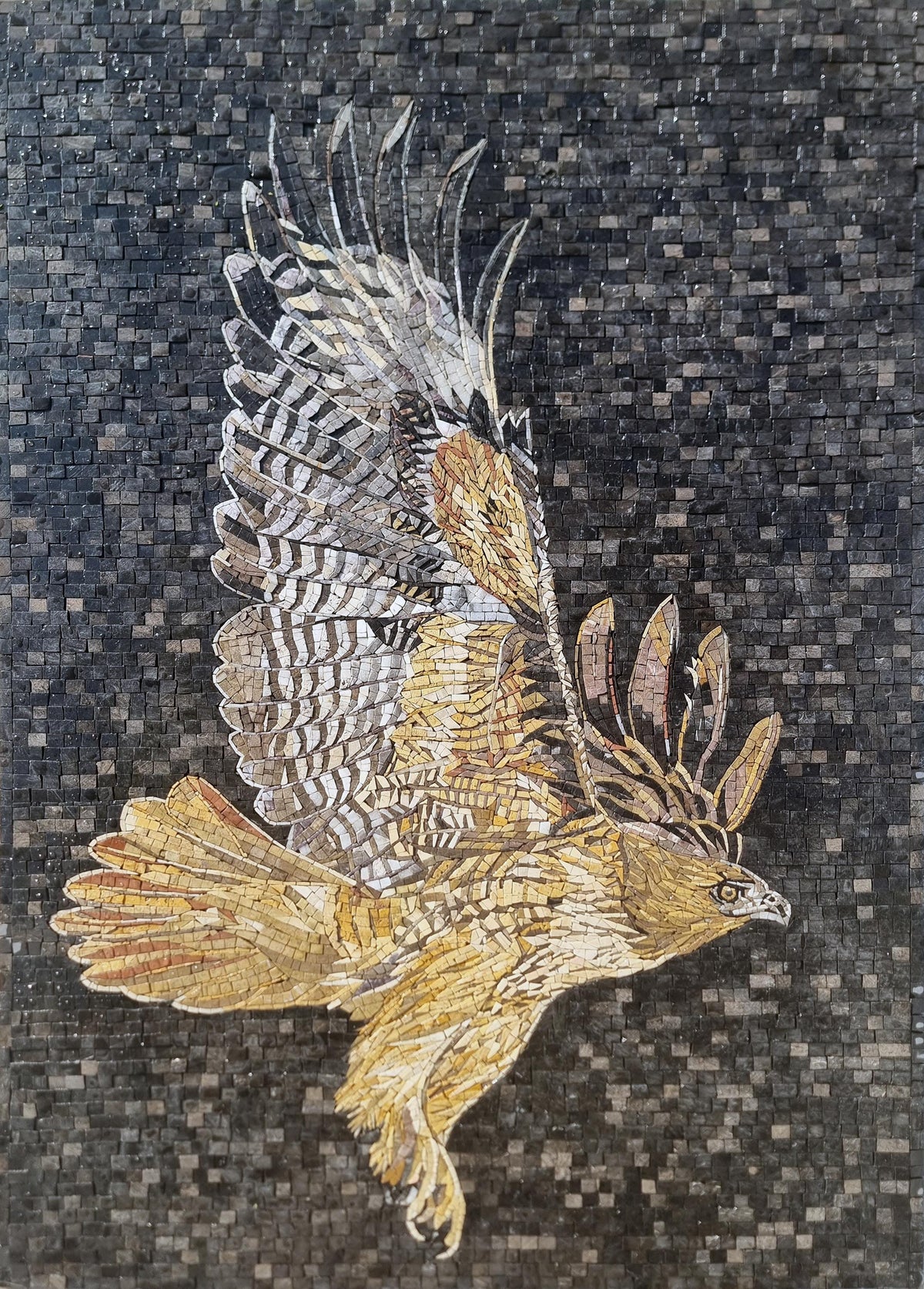 Handmade Eagle Mosaic Tile Art: Marble Stone Wall Decor (32” x 24")
