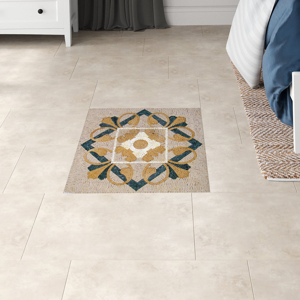32” MEDALLION MOSAIC TILES | Geometrical Pattern Mosaic Tiles For Living Room | Tiles For Interior And Outdoor Entry And Walls