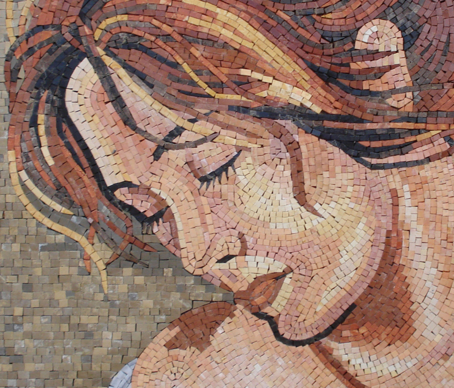 PT004 Woman's Portrait Handmade Marble Mosaic