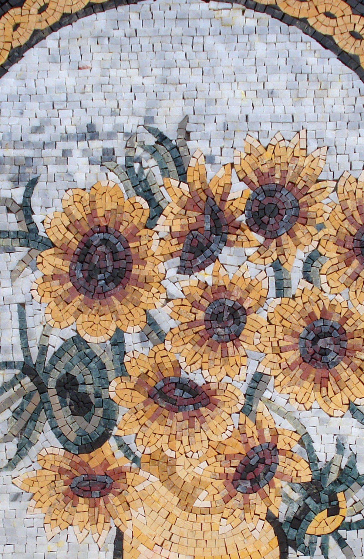 Handmade Van Gogh Sunflower Marble Mosaic Wall Art