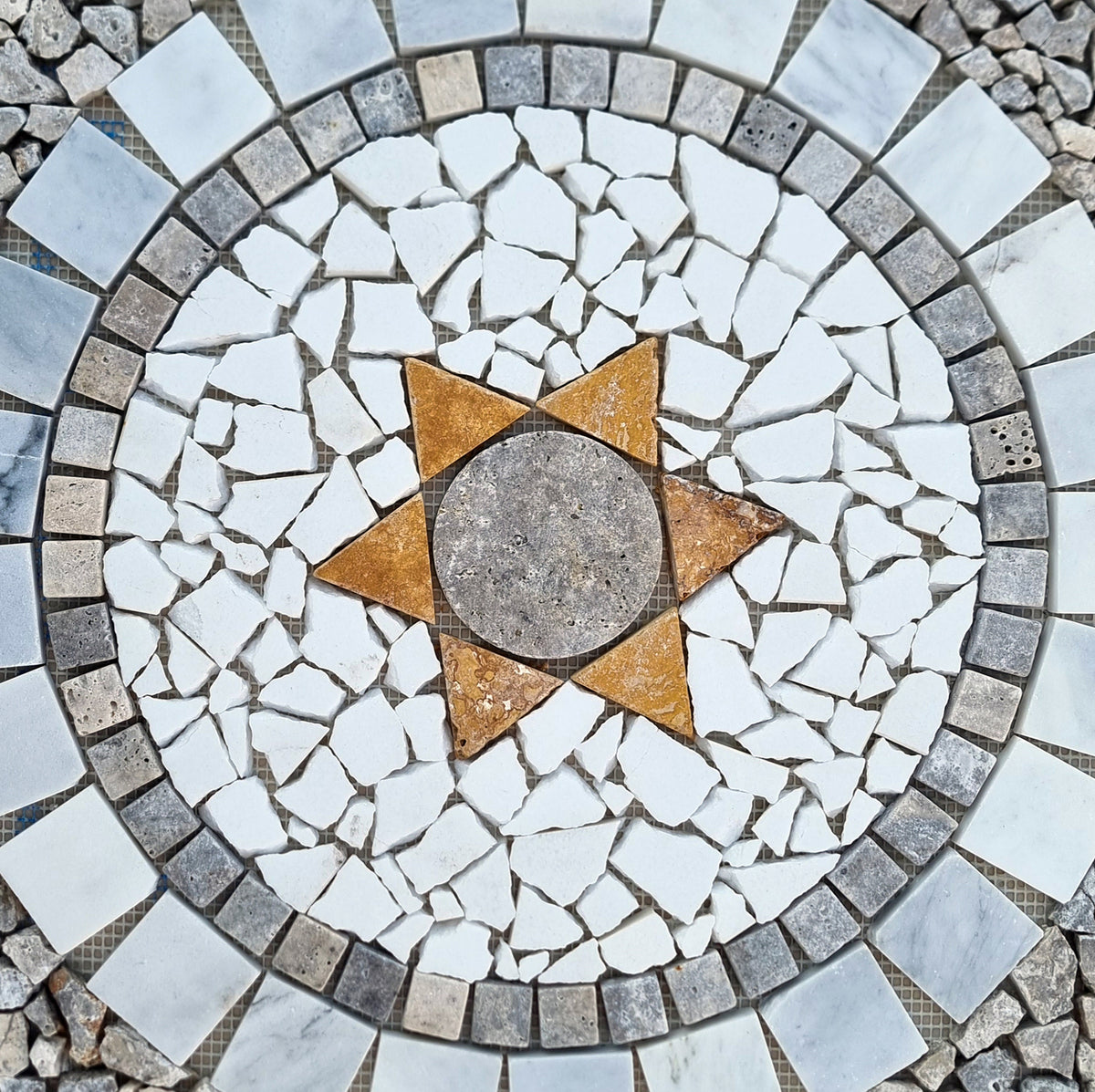 Handmade Natural Stone Mosaic Tile: Tropical Art Decor (24” x 24")