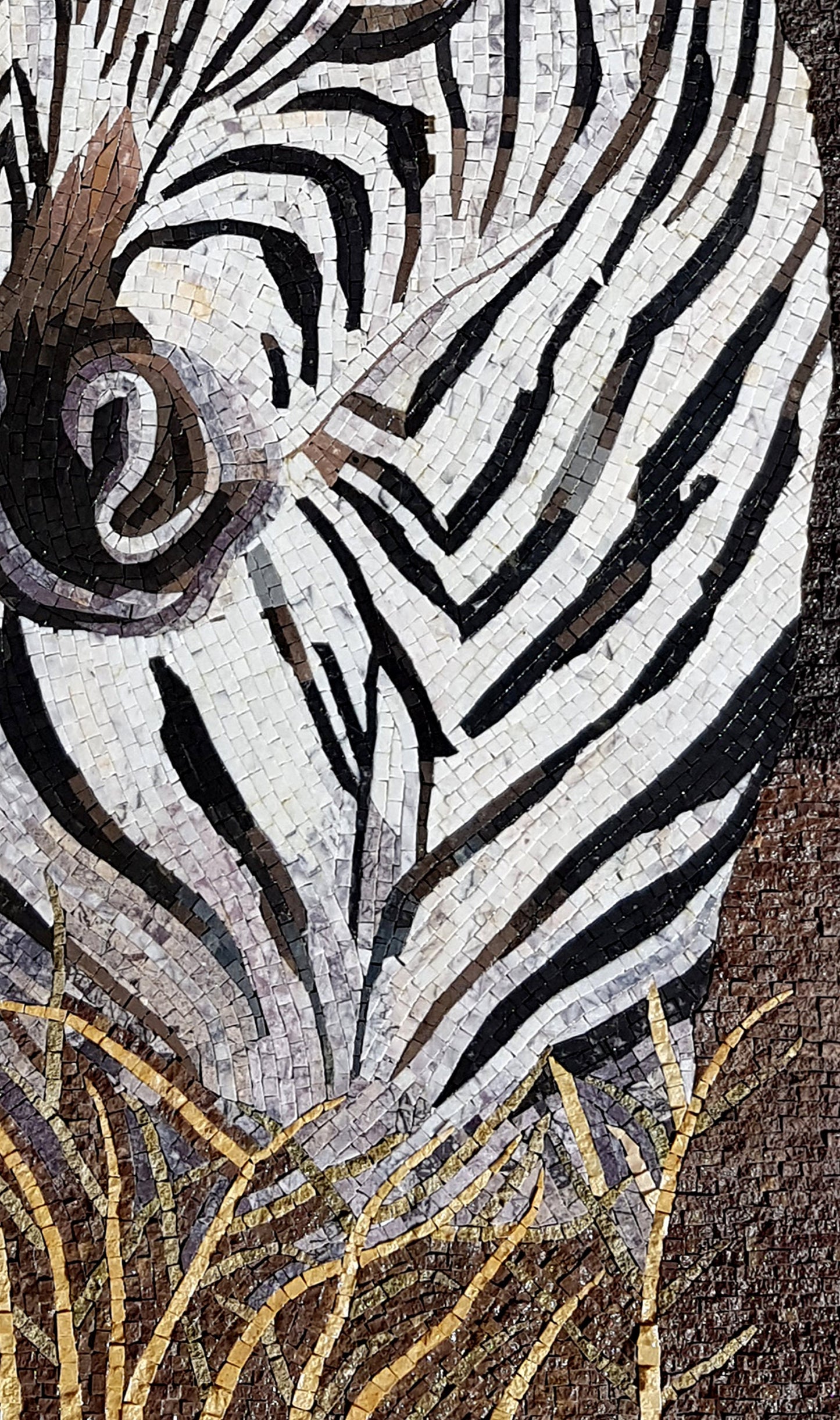 Handmade Zebra Mosaic Art: Wild Animal Tile Backsplash