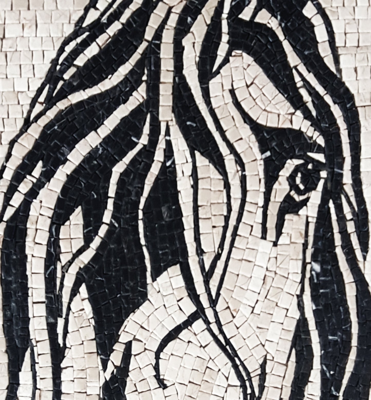 Handmade Horse Sketch Marble Mosaic Tile Mural