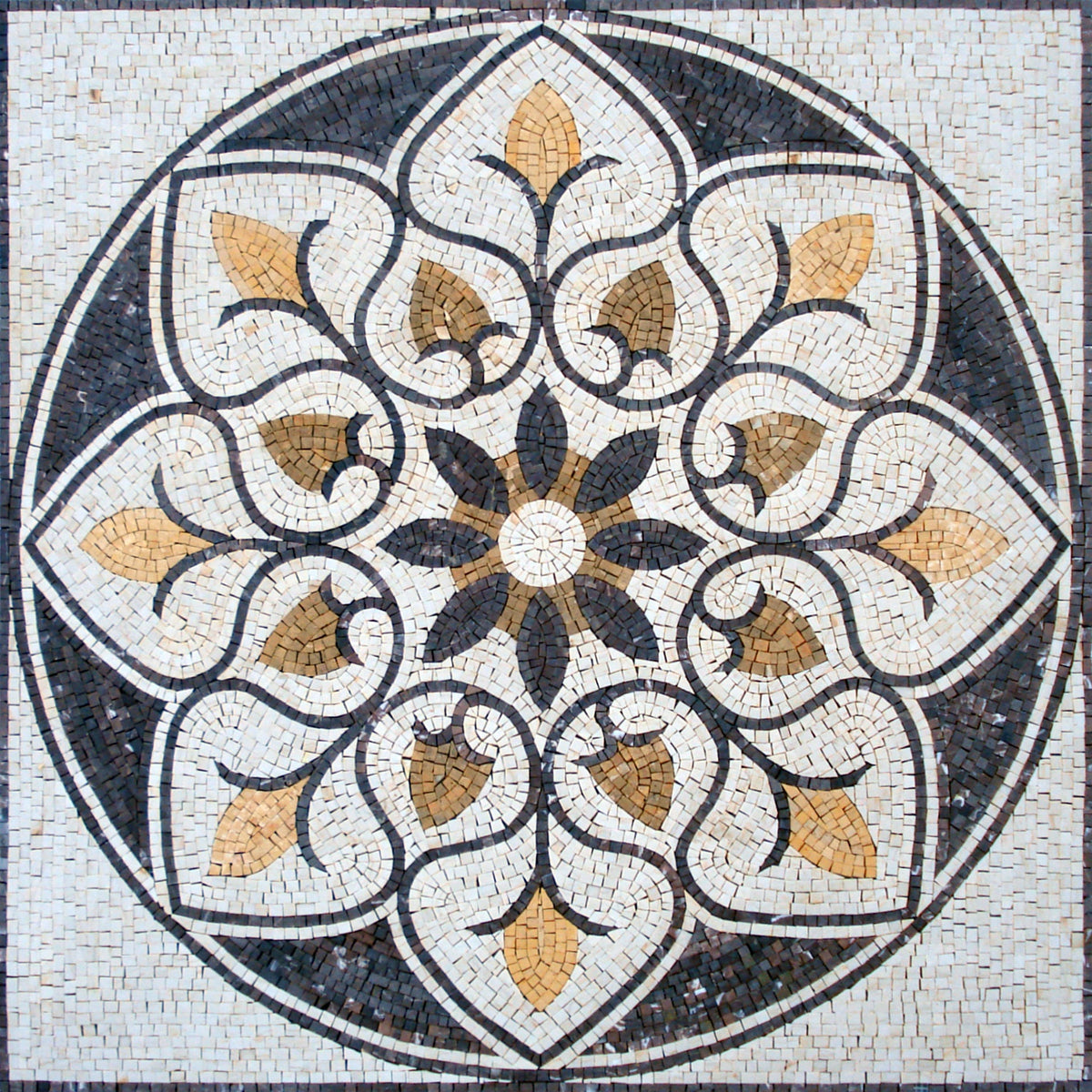 32” MEDALLION MOSAIC TILES | Geometrical Pattern Floral Tiles For House Warming | Tiles For Interior And Outdoor Hallway Entry And Walls