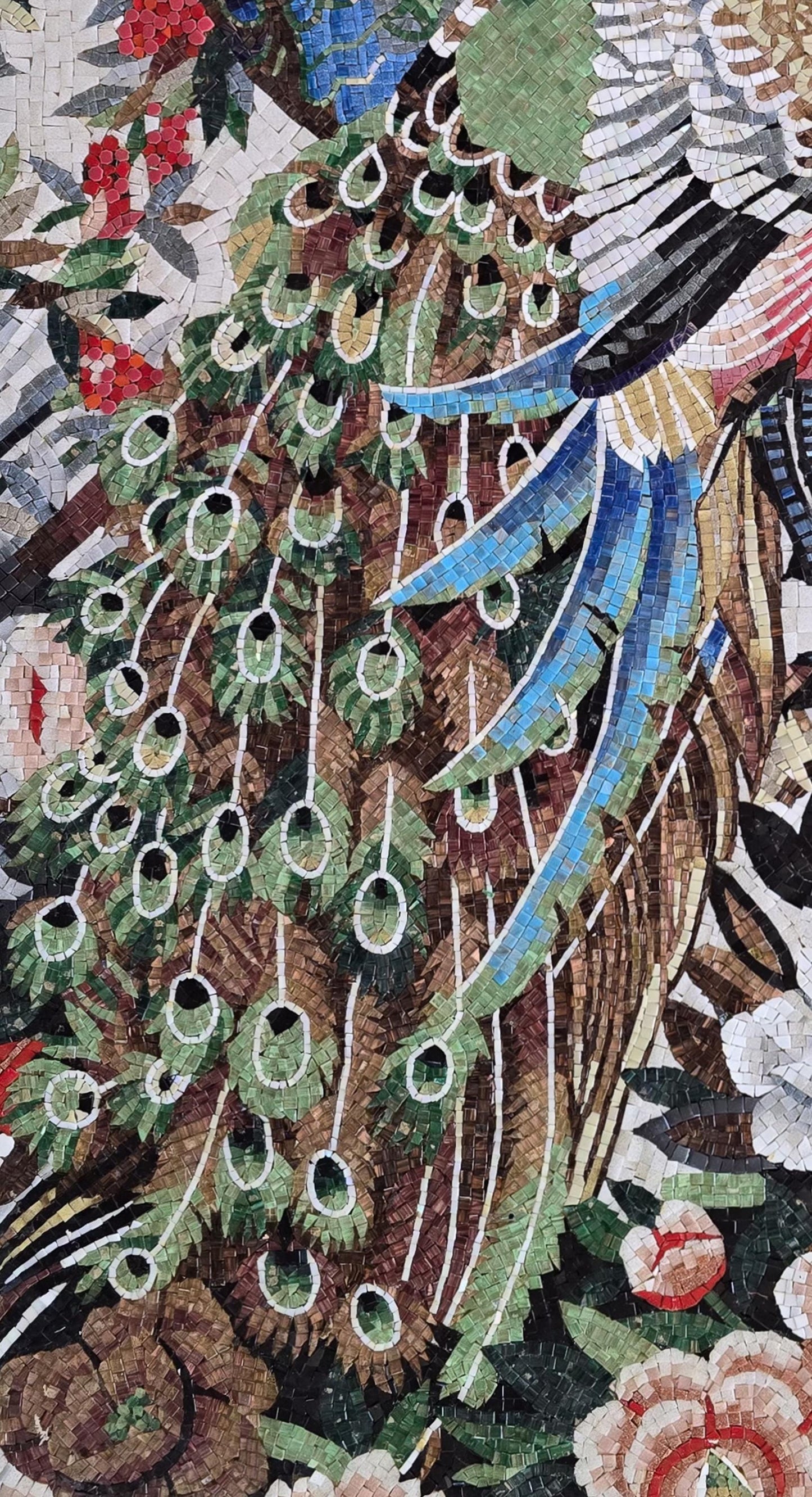 Custom Handmade Peacock Mosaic – Mosaic Glass Wall Art, Luxury Decorative Tile, Personalized Mosaic Art