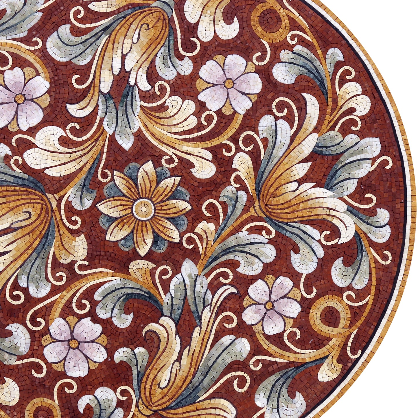 Handmade Floral Elegance: Medallion Marble Mosaic Art Tile for Timeless Stone Décor - Customization available