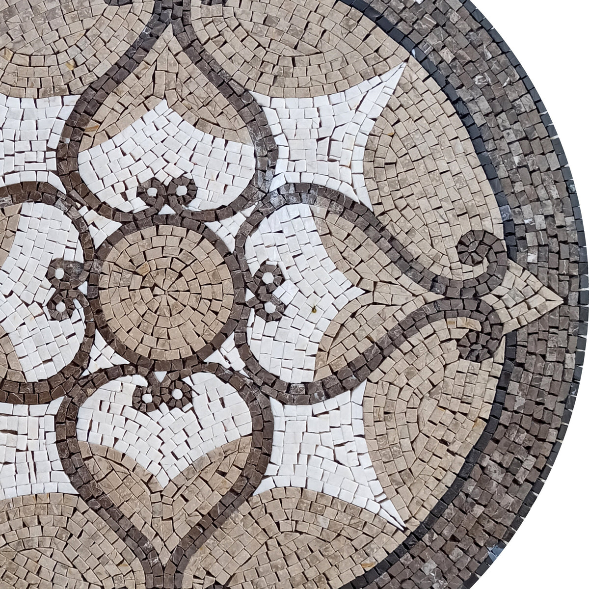 Handmade Marble Mosaic Medallion: 32-Inch Art Tile Décor