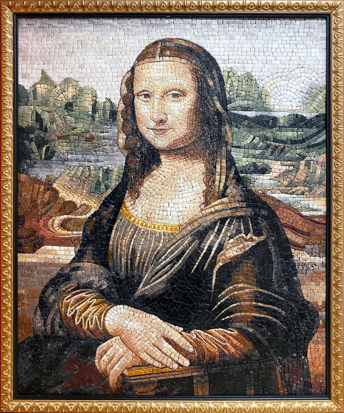 Handmade Mona Lisa Mosaic Art Tile: Leonardo Da Vinci Reproduction (34” x 42.5")