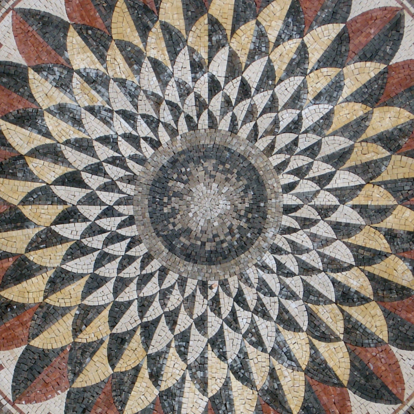 Floral Marble Mosaic Tile: Handmade Inlay Artwork (40x40)