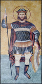 36"x71" Warrior Angel Mosaic – Byzantine Archangel Icon, Christian Religious Decor, Customization available