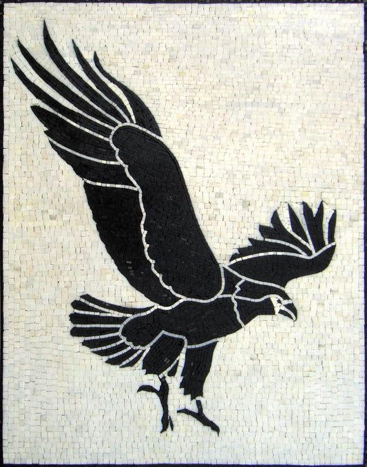 Handmade Eagle Mosaic Backsplash: Marble Stone Wall Art
