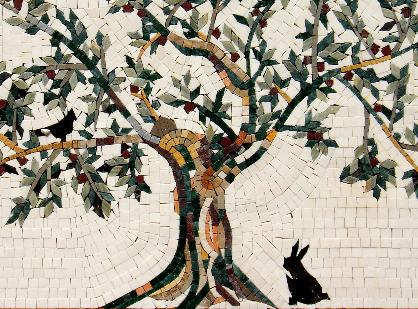 Olive Tree Marble Mosaic Backsplash – Handcrafted Kitchen Wall Art - Customization Available
