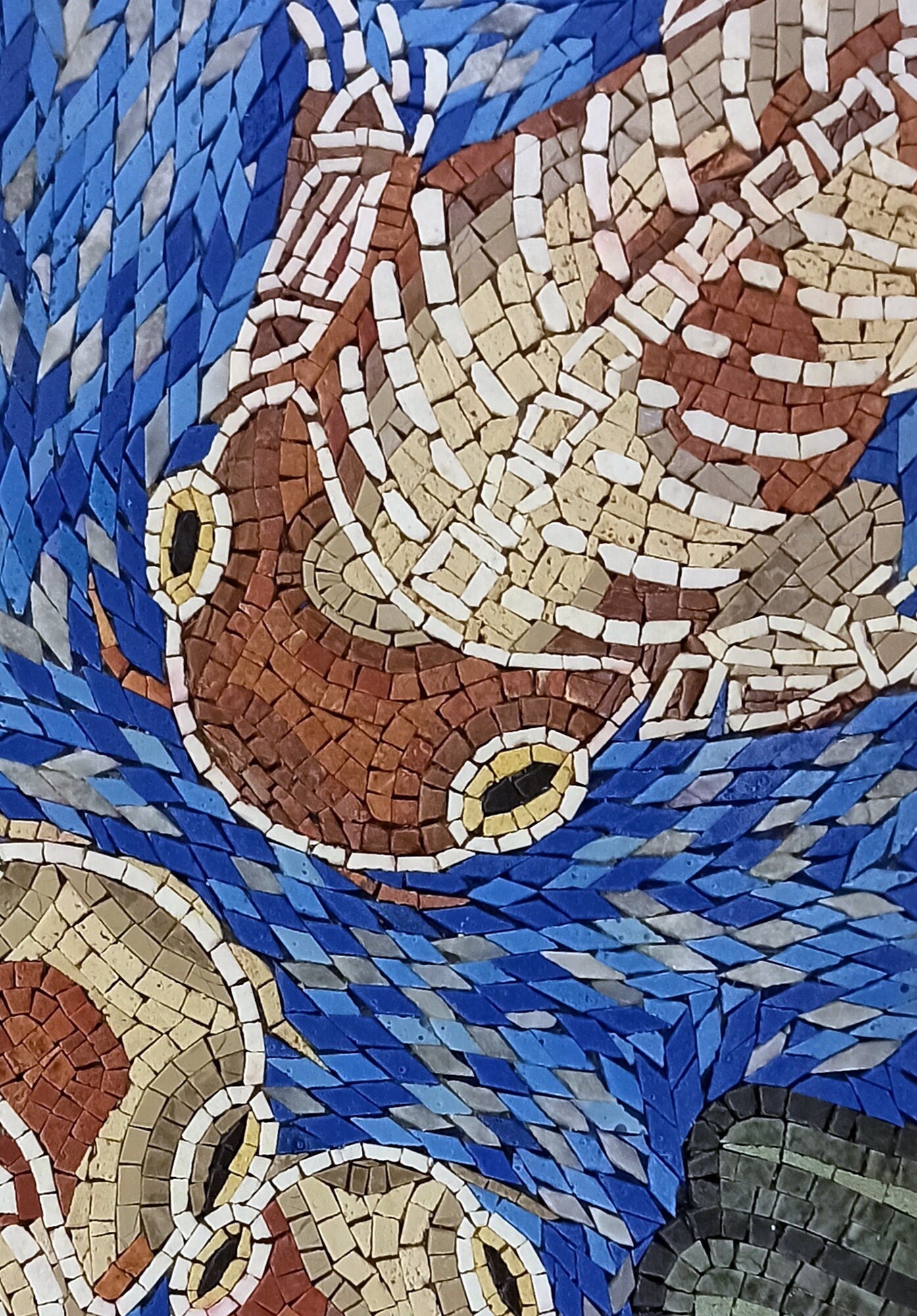 Koi Fish Mosaic Tile Art: Handmade Stone Wall Decor (32x20)