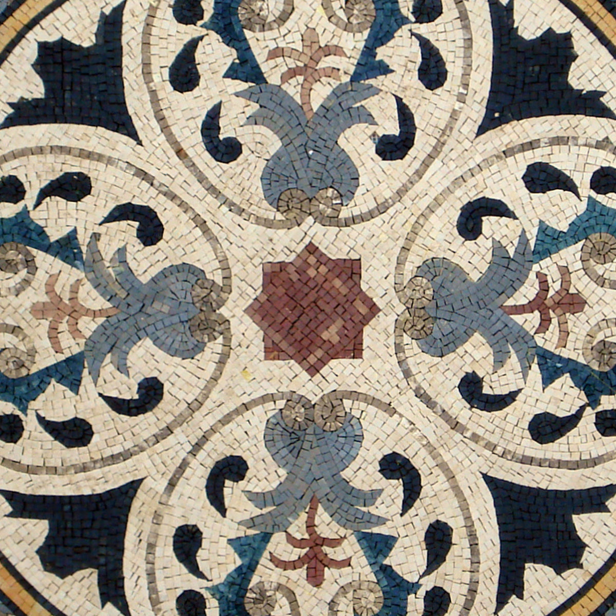 Handmade Marble Mosaic Medallion - 48 Inch Art Tile Décor