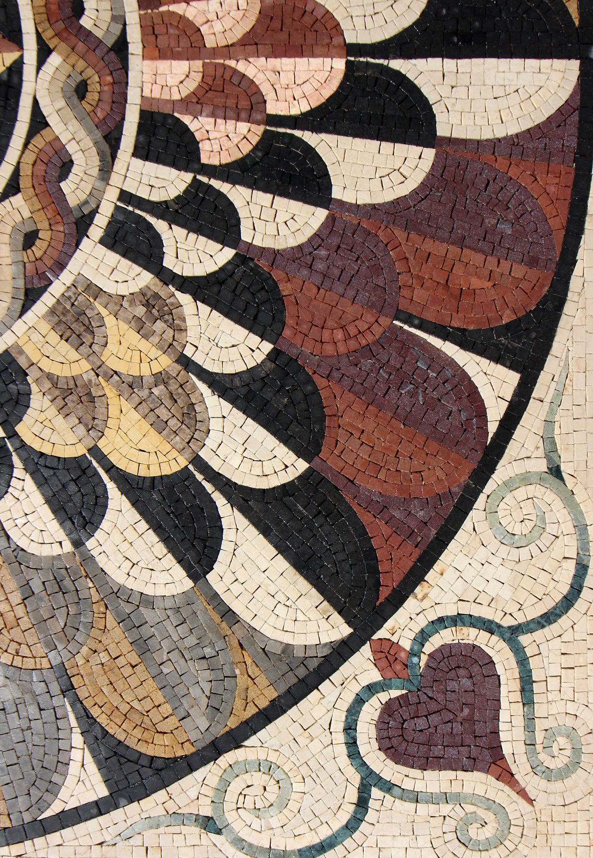 Handmade Layered Geometric Flower Pattern Mosaic Tile