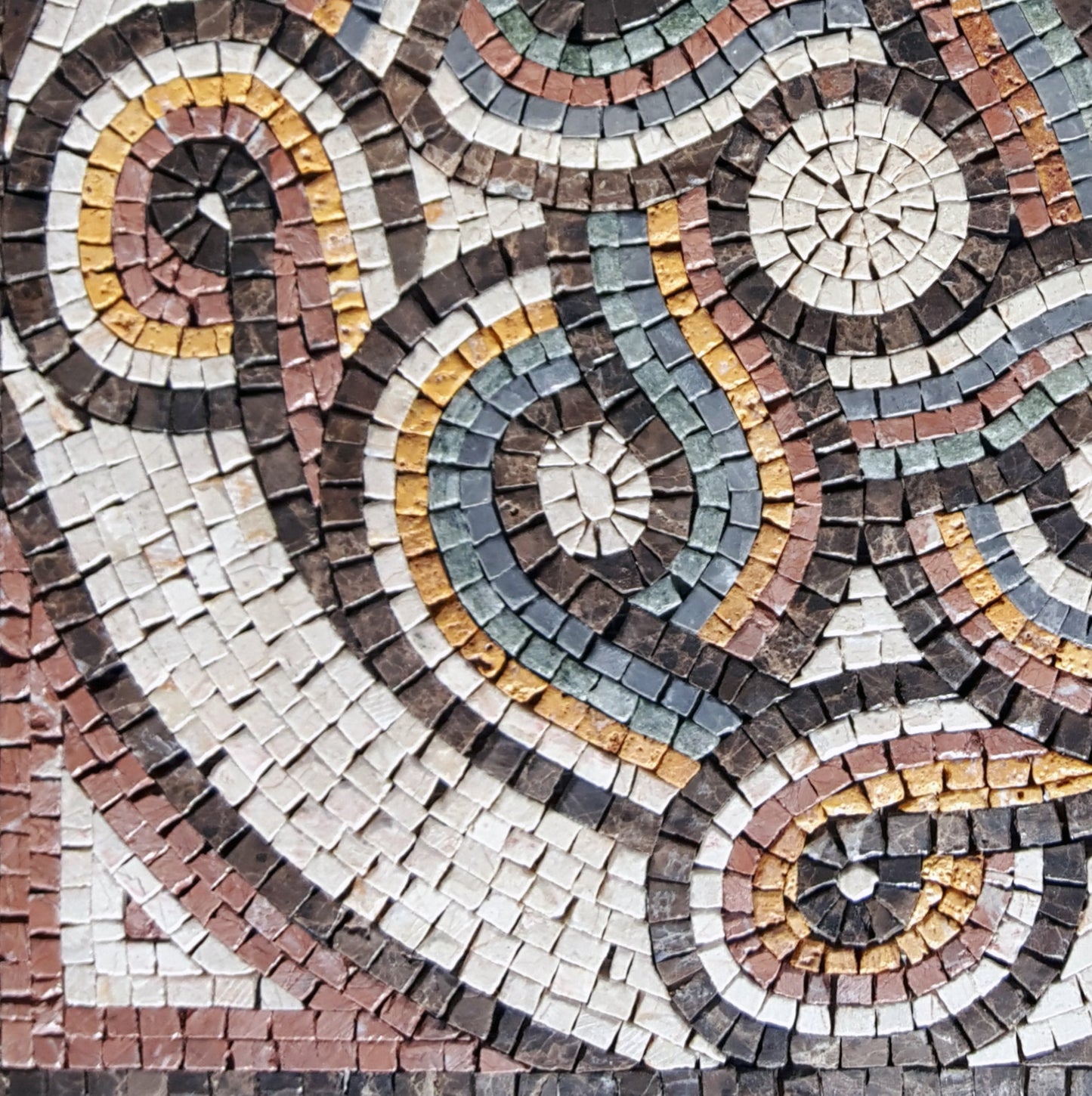 Handmade Marble Mosaic Tile: Abstract Pattern Inlay Artwork (24")