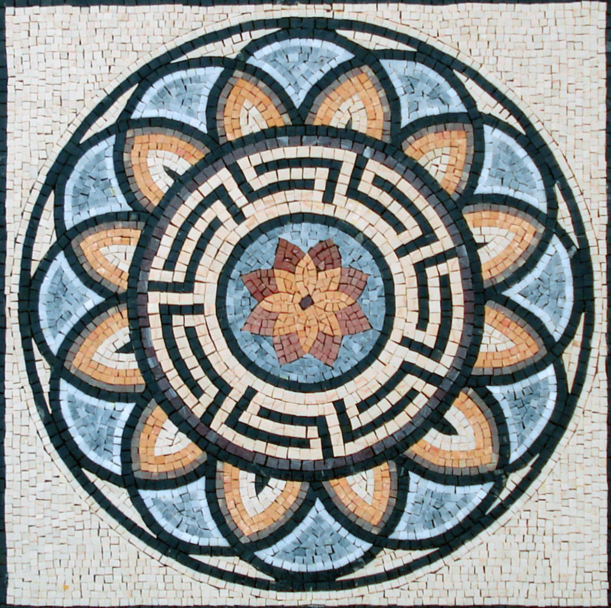 32” MEDALLION MOSAIC TILES | Geometrical Pattern Floral Tiles For House Warming | Tiles For Interior And Outdoor Hallway Entry And Walls