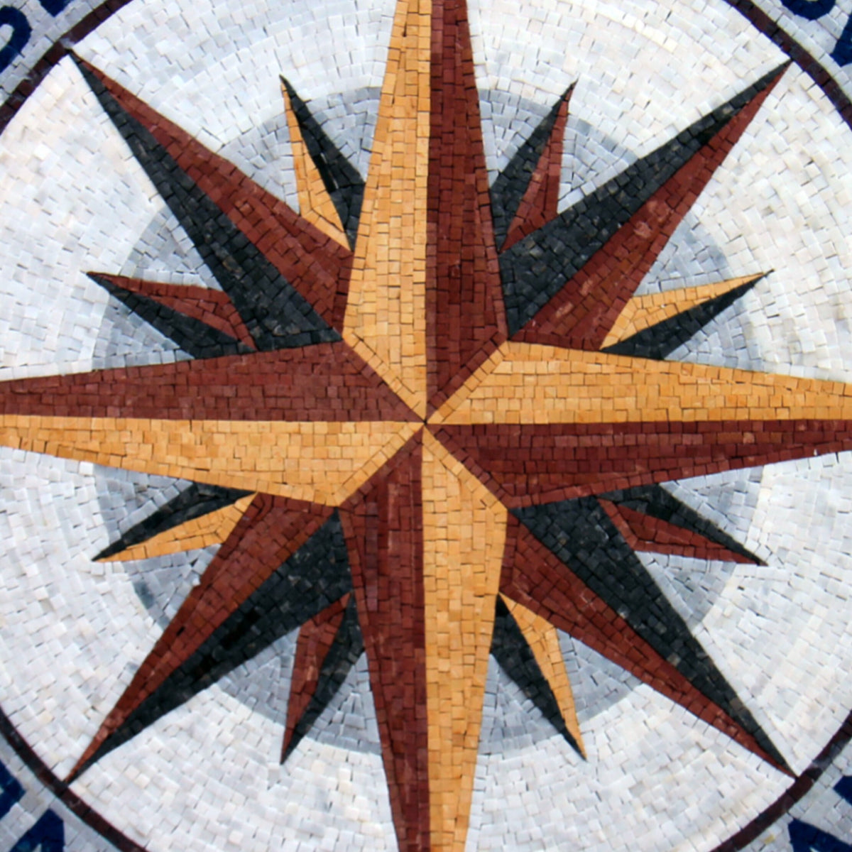 Semper Fi Elegance - 36" Handmade Marines Rose Compass Round Marble Mosaic Art Tile - Customization available