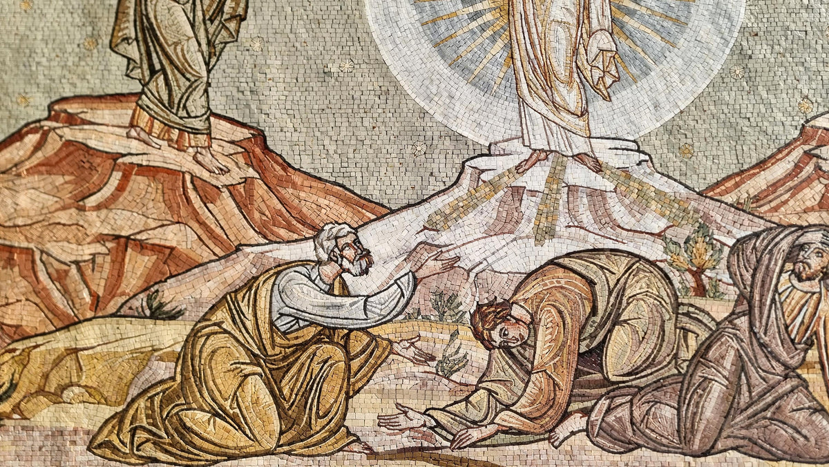 84"x56" Ancient People Worship Mosaic Wall Art –Historical Religious Scene, Classical Home Decor, Customization available