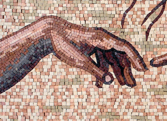 Creation of Adam Mosaic Art: Michelangelo Reproduction Marble Tiles