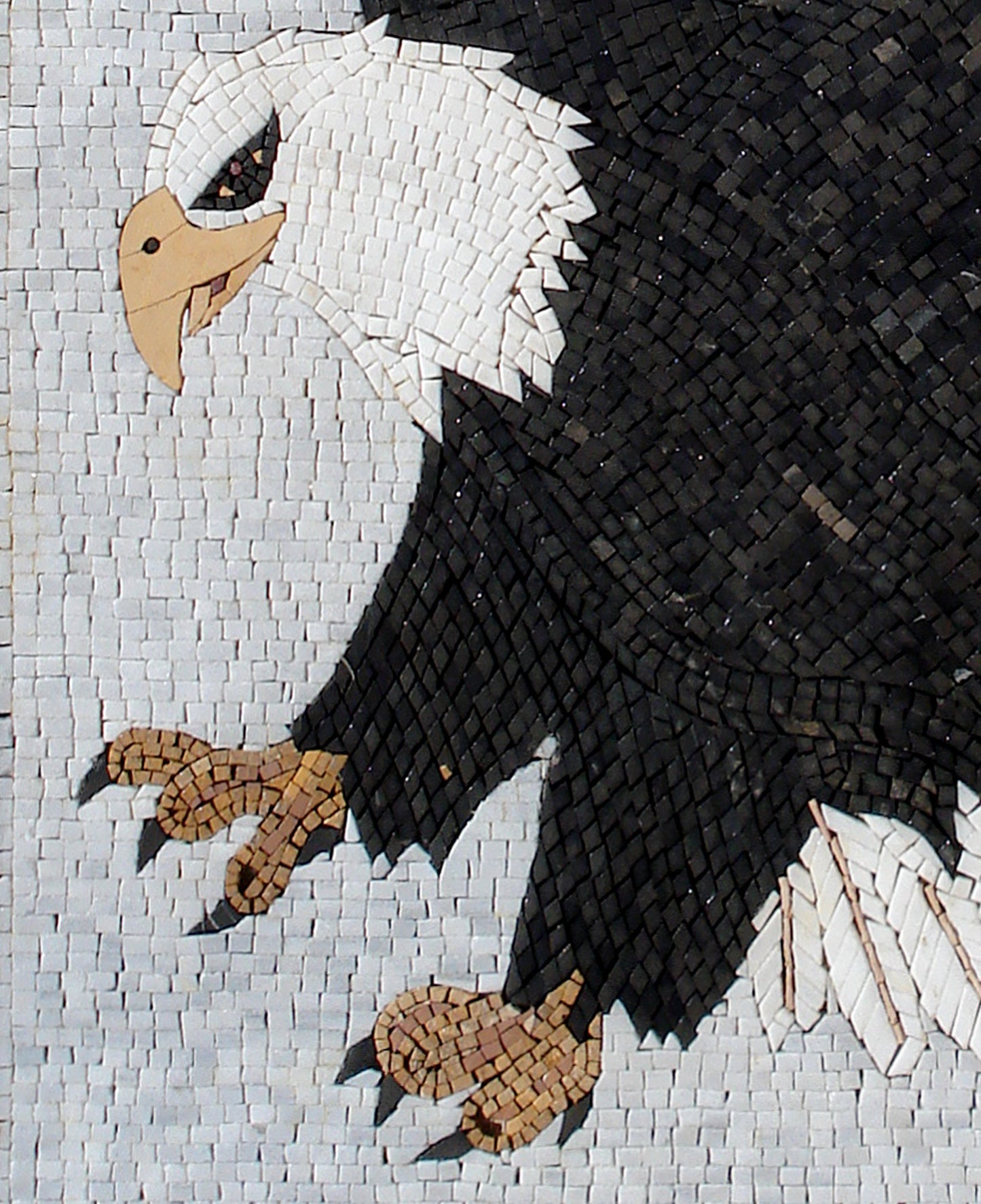 Handmade Eagle Mosaic Tile Art: Stone Wall Decor (40x32)
