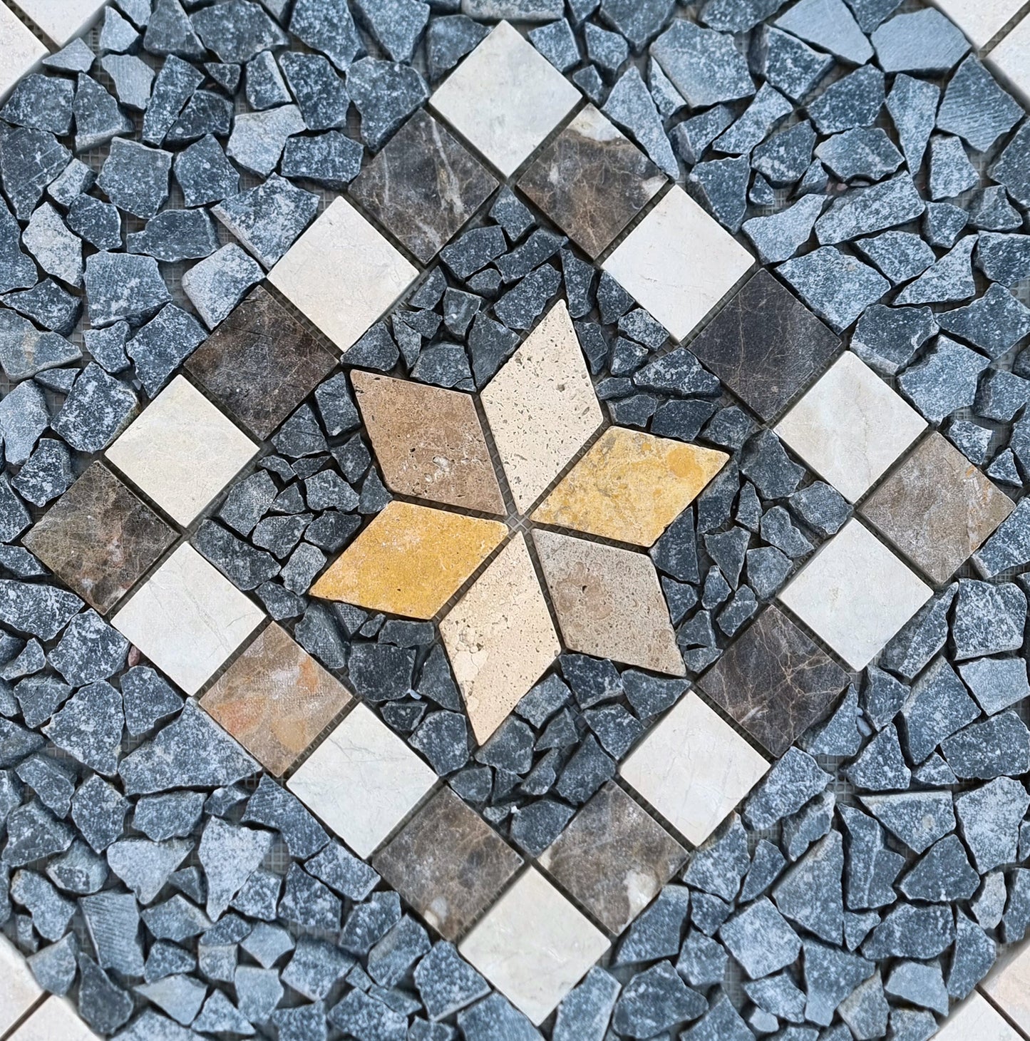 Handmade Marble Mosaic Medallion Art: Tropical Decor (24x24)