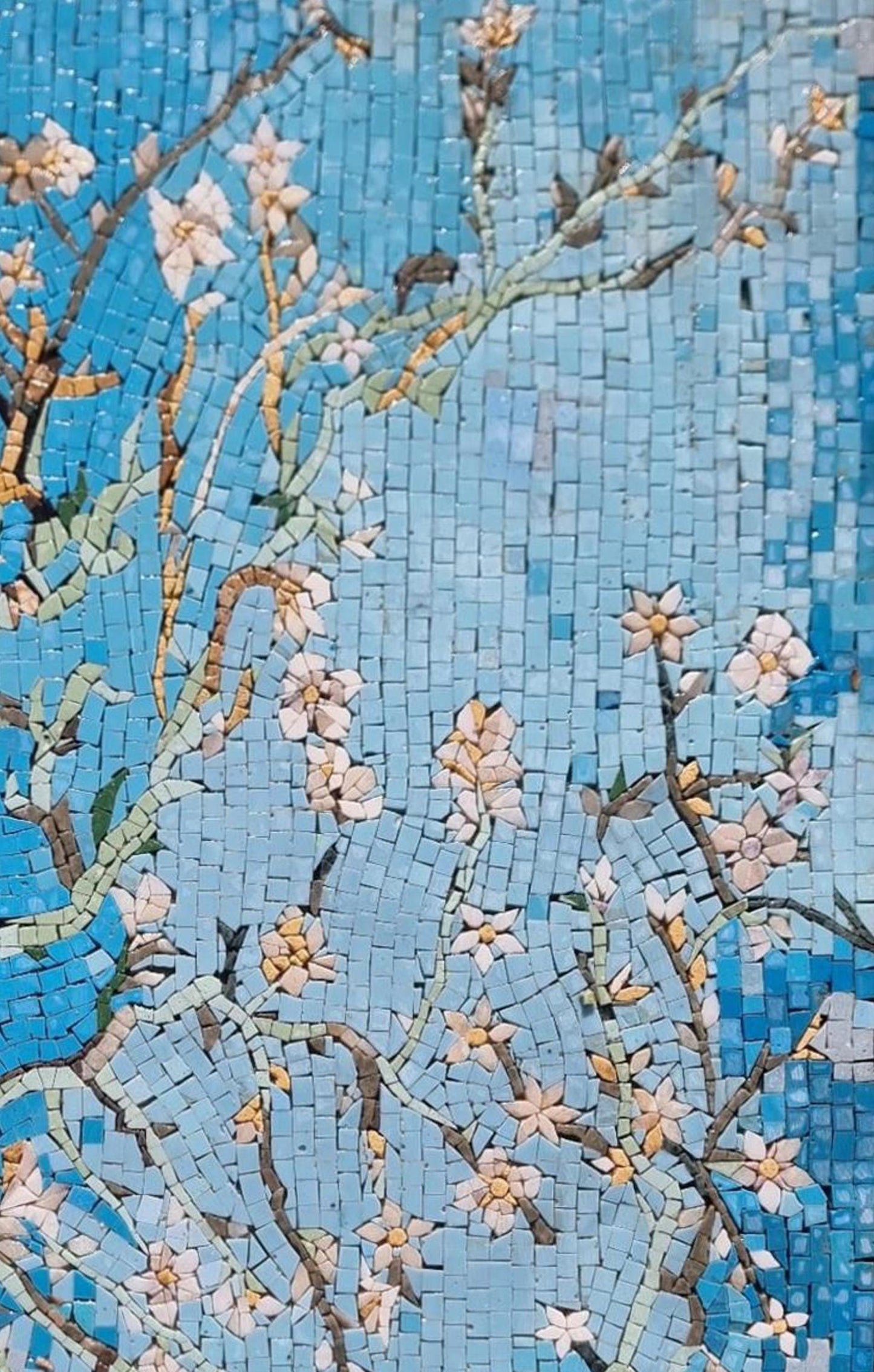 20″×32″ Tree Roots & Sky Mosaic – Handmade Marble Wall Art, Nature Landscape Accent, Customization available