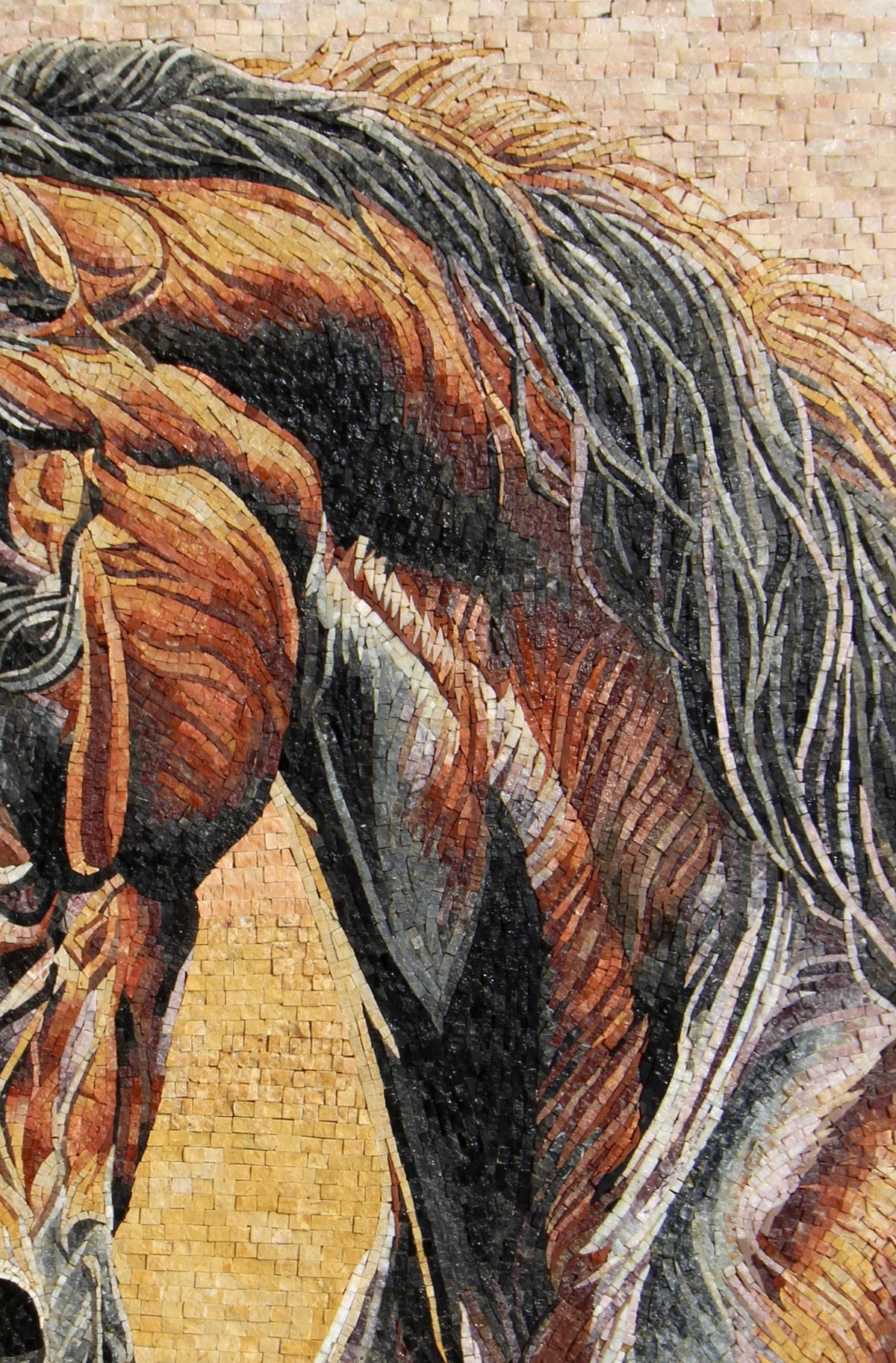 Handmade Horse Mosaic Backsplash: Marble Stone Animal Mural