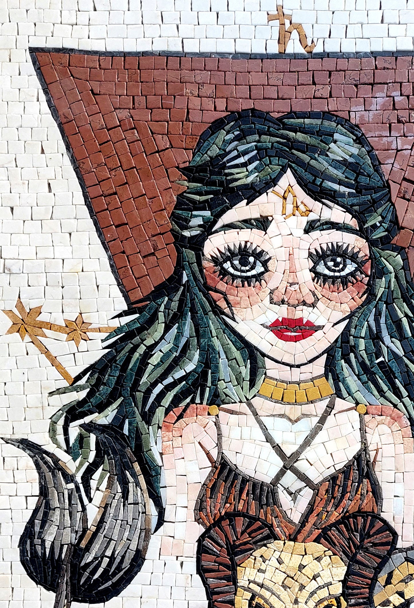Capricorn Zodiac Mosaic Tile Art: Handmade Stone Wall Decor