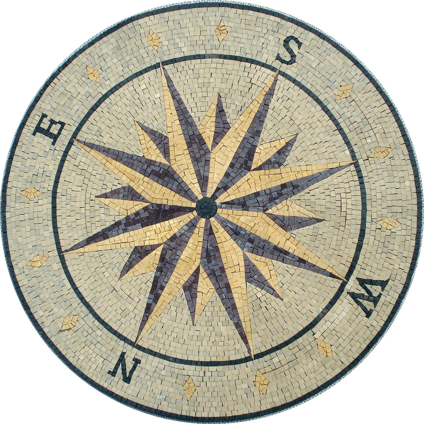 Seafarer's Charm -32" Handmade Compass Pattern Mosaic Medallion Art Tile Décor - Customization available