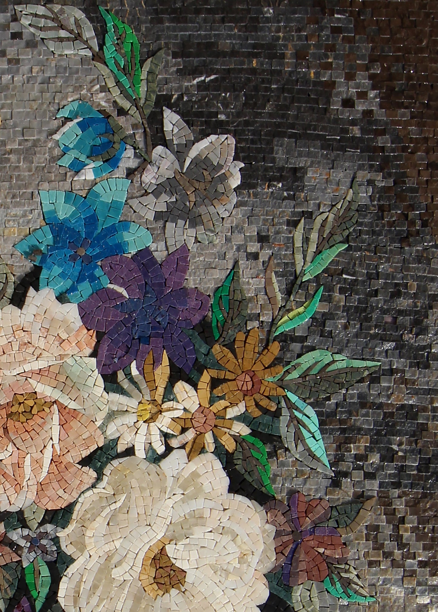 Handmade Marble Mosaic Art: Vertical Flower Vase Wall Decor