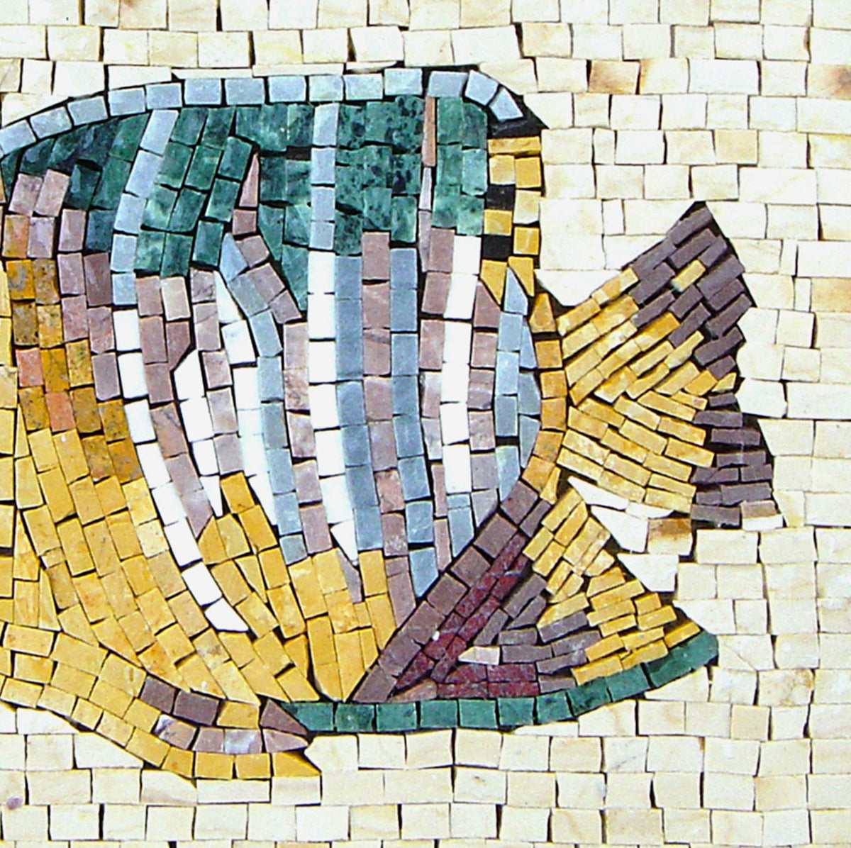 Handmade Fish Mosaic Tile Art: Kitchen Backsplash Wall Decor (16x16")