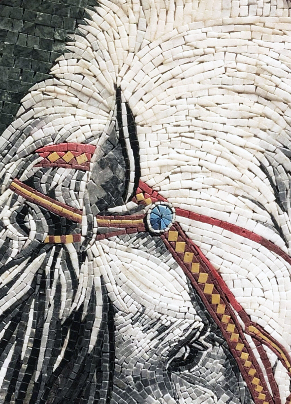 Handmade Horse Mosaic Tile Art: Marble Stone Mural (32” x 24”)