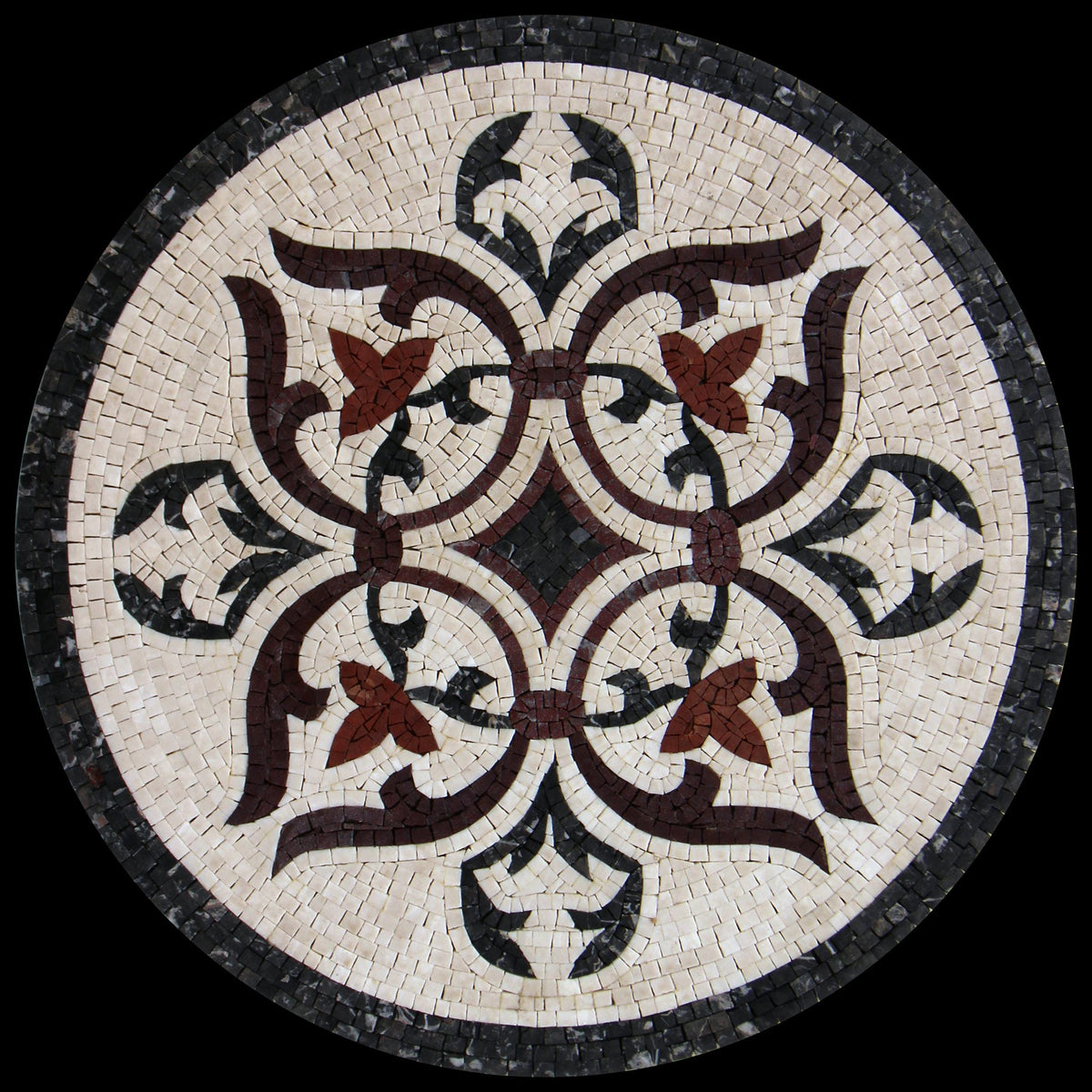 20" Round Mosaic Medallion – Custom Handmade Marble Tile Art, Elegant Home Decor, Customization available