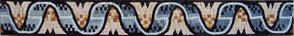 Floral Mosaic Border Tile: Geometric Wall Art (40"x 6")
