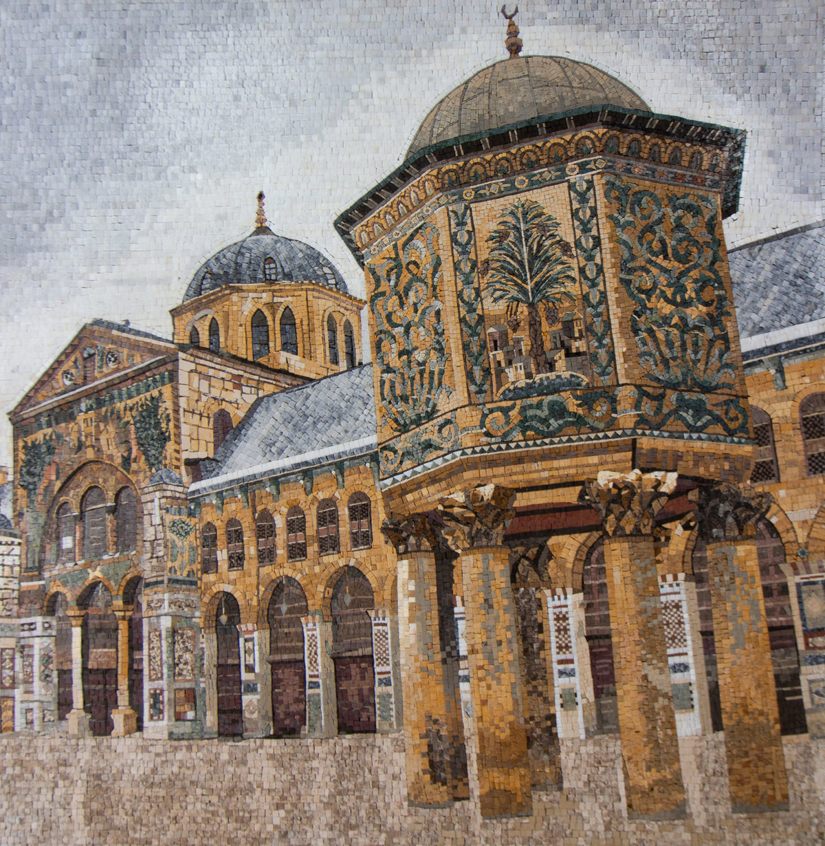 Handmade Umayyad Mosque Mosaic: Damascus Syria Marble Wall Art