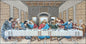 80"x40" Ancient People Having Dinner Mosaic Wall Art -  Historical Dining Scene, Classical Home Decor, Customization available