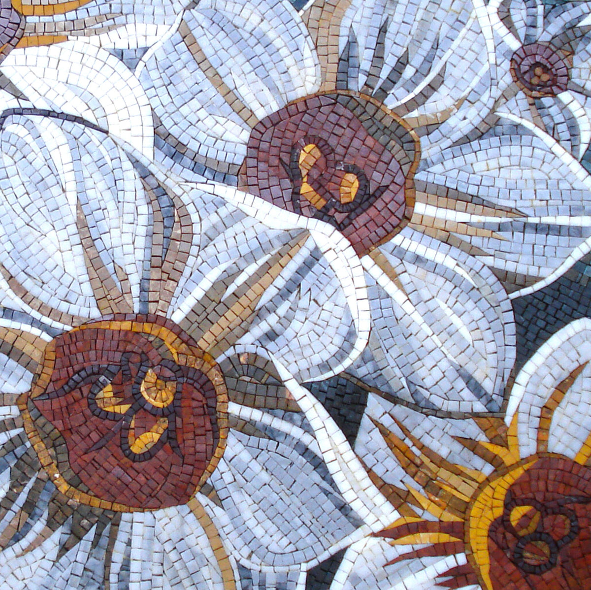 FL032 Daffodil Medallion Marble Mosaic Art Flowers
