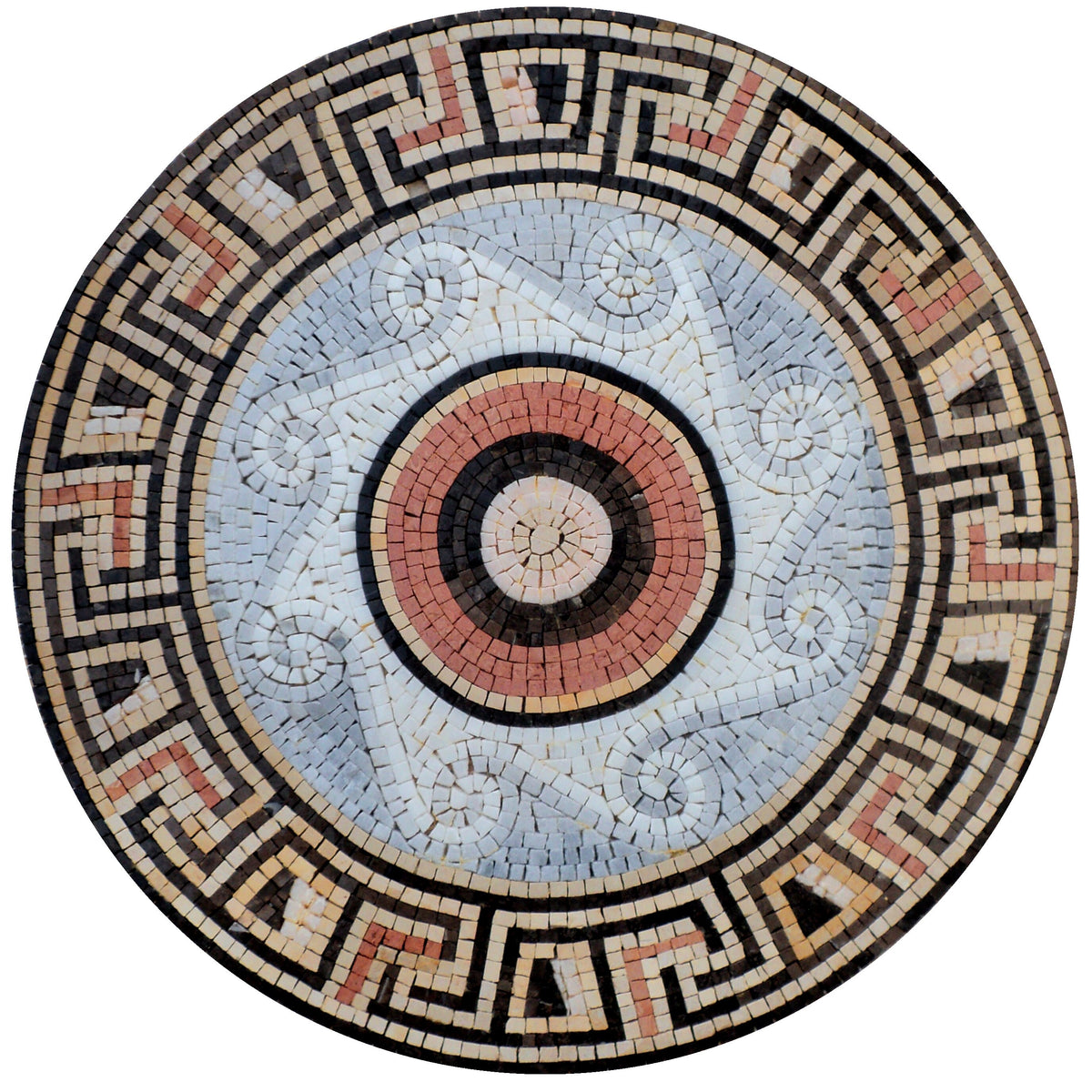 24" Handmade Radiant Sunburst Medallion: Exquisite Marble Mosaic Art Tile - Customization available