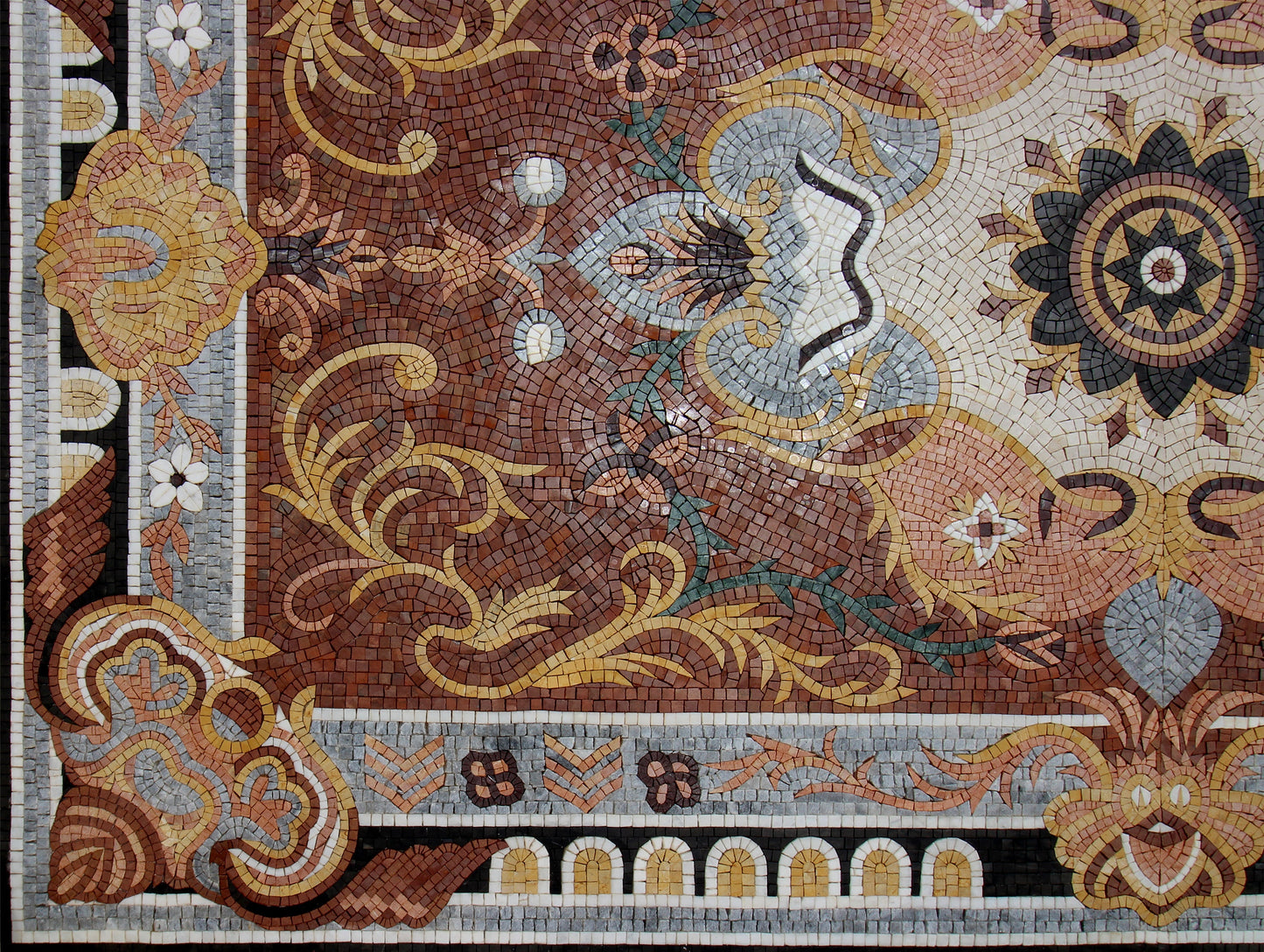 72" x 48"  Handcrafted Marble Mosaic Rug Carpet – Floral Stone Art - Customization Available