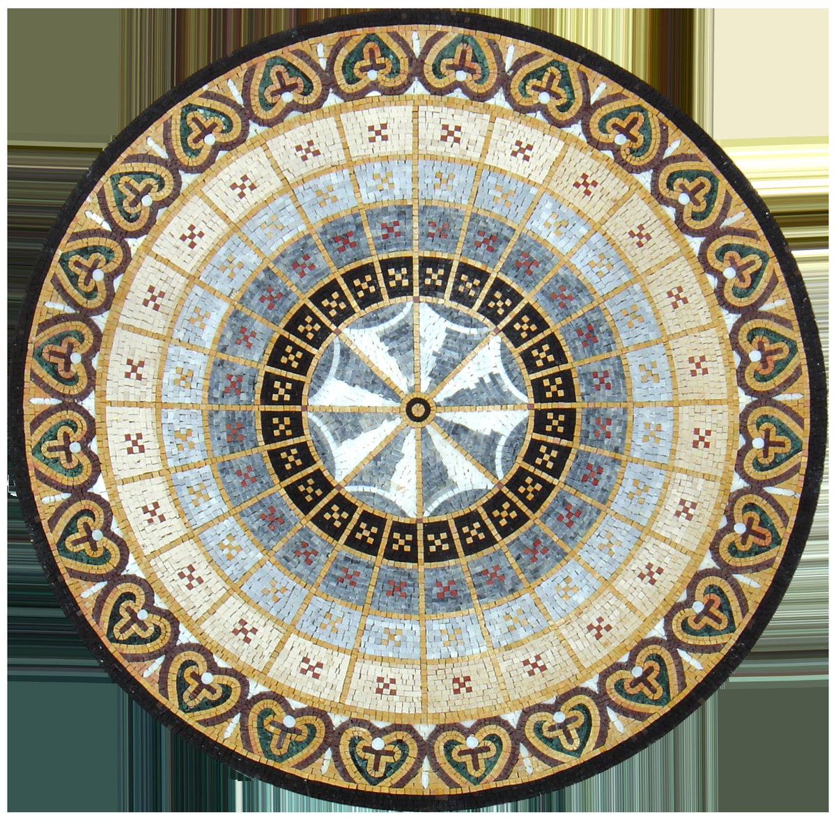36" Handmade Pattern Mosaic Medallion: Artful Tile Décor in Natural Marble Craftsmanship - Customization available